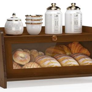 JANSNIMEN Vintage Bread Box for Kitchen Countertop in Brown