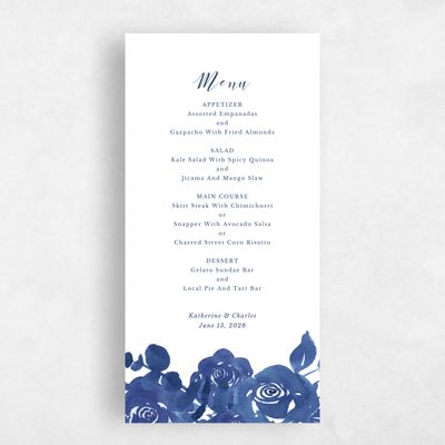 Navy, Blue Wedding Menu - Clemson