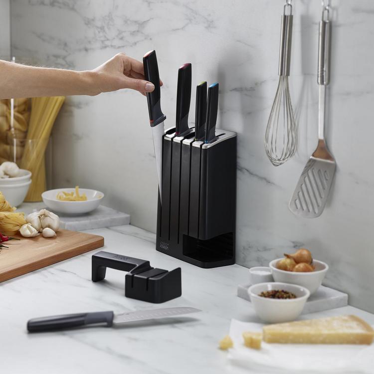 Just in Folding & Espresso's Stache セット Joseph Joseph, Elevate SlimBlock 5-Piece Knife Set with Sharpener