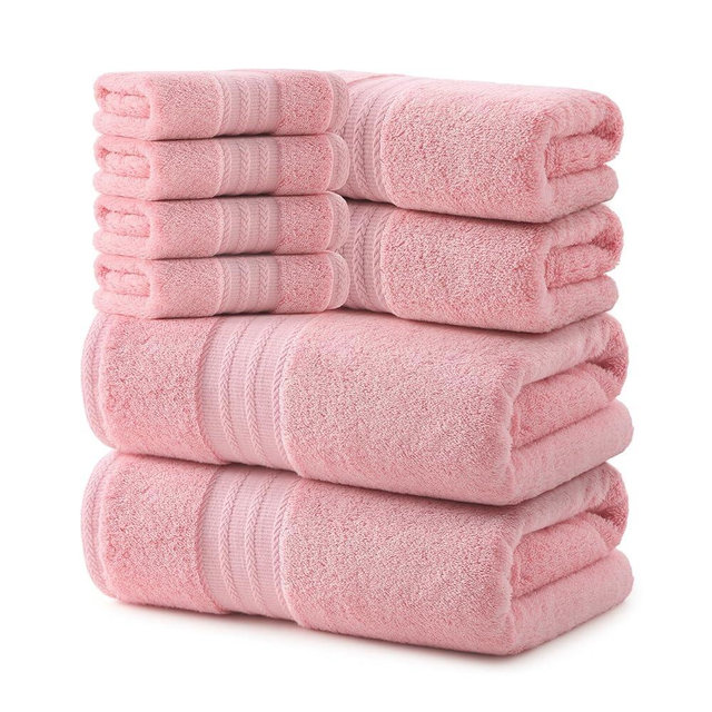 REDKISS Pink Towel Set of 8-100% Cotton Luxury Bath Towels Set for Bathroom, 600 GSM Highly Absorbent Bathroom Towel with 2 Large Bath Sheet, 2 Hand, 4 Washcloths, Pink Shower Towels for Dorm