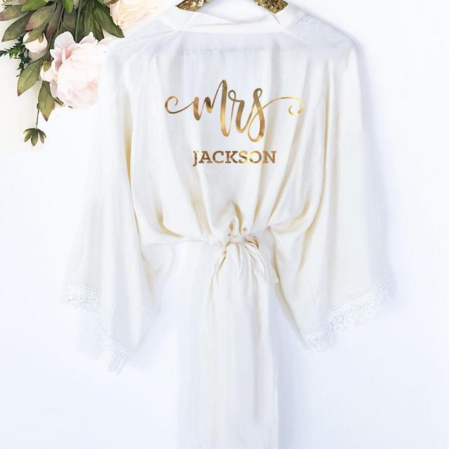 Bride Robe Personalized - Bride Robe Cotton - Mrs Robe - Mrs Gifts - Bridal Shower Gift for Bride Getting Ready Robe (EB3184MRS)