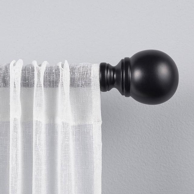 36"-72" Adjustable Sphere Curtain Rod and Coordinating Finial Set Matte Black - Exclusive Home