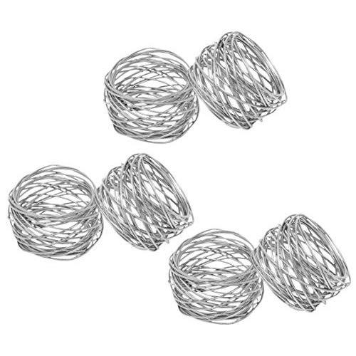 SKAVIJ Metal Mesh Napkin Rings Set for Dining Table Decoration (Dia-2 Inch, Pack of 6, Silver)