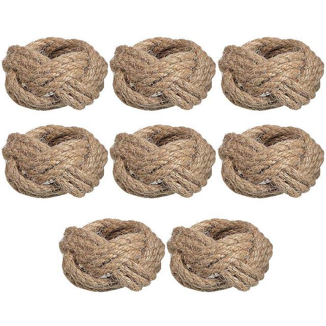 8 Pcs Burlap Napkin Rings Woven Rustic Farmhouse Nautical Napkin Ring for Dining Table Wedding Party Decoration(Burlap,2.36 x 1.57 Inch)