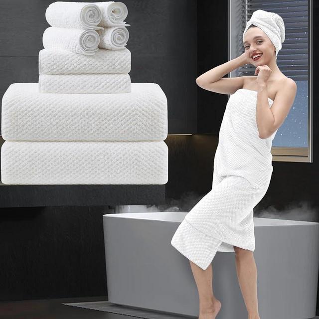 8 Piece Bathroom Towel Set White |2 Oversized Large Bath Towels Sheet,2 Hand Towels and 4 Washcloths| 600GSM Ultra Soft Luxury Premium Towel Set Highly Absorbent Quick Dry Hotel Towel Collection