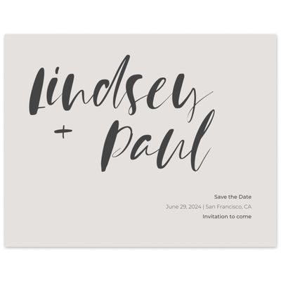 Gray, Grey Wedding Digital Save the Date - Lyons Script