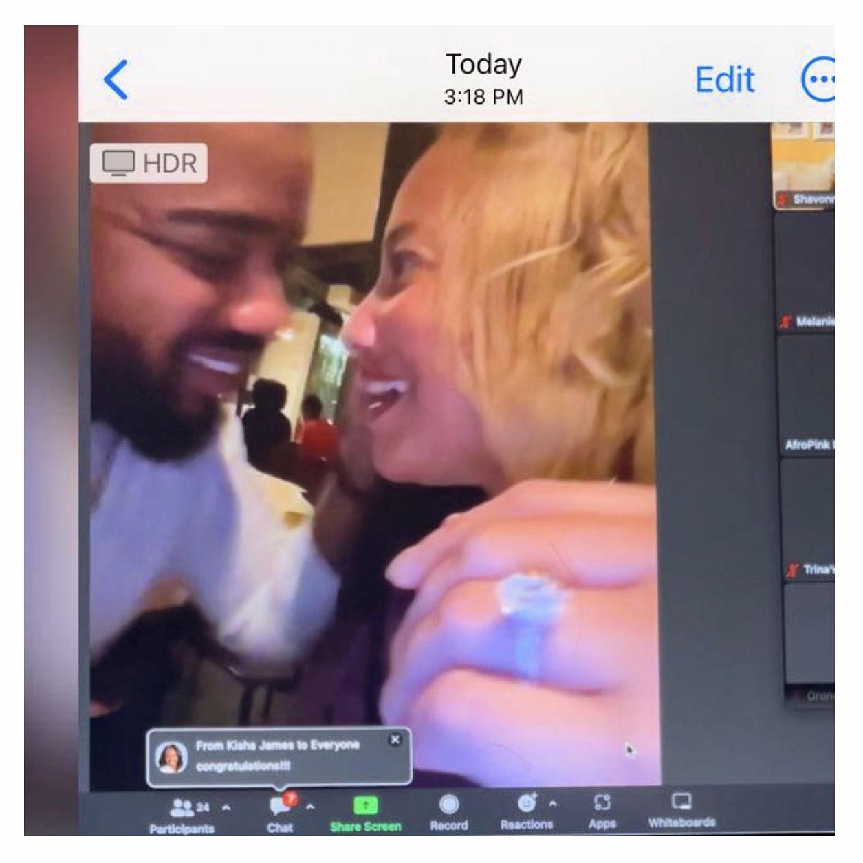 She Said YES while they watched on Zoom