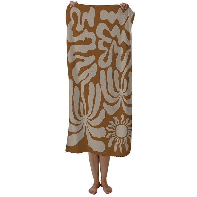 Gnmduw Abstract Boho Floral Beach Towel, Mid Century Modern Sand Beach Towels Gifts for Women Men,Vintage Bohemian Flower Quick Dry Bath Pool Towels for Travel Pool Camp, Boho Bathroom Decor, 30x60