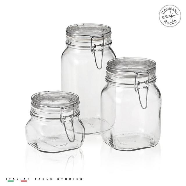 Bormioli Rocco Glass Co., Inc. - Bormioli Rocco Fido Canning Jar, Set of 3 (17.5 oz,33.75 oz,50.75 oz.)