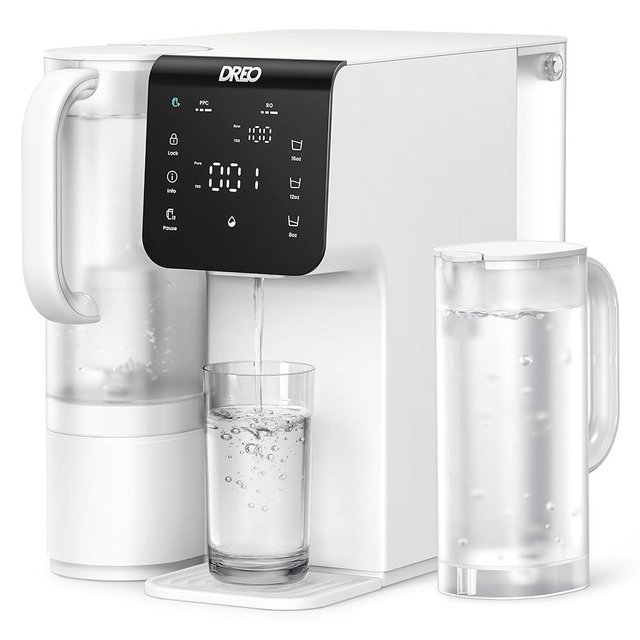 Dreo Reverse Osmosis Water Filter, 7-Stage RO Water Filtration System, 3:1 Pure to Drain, Reduce TDS PFAS, Water Purifier Countertop with Large LED Display, Portable Water Pitcher for Home, Kitchen