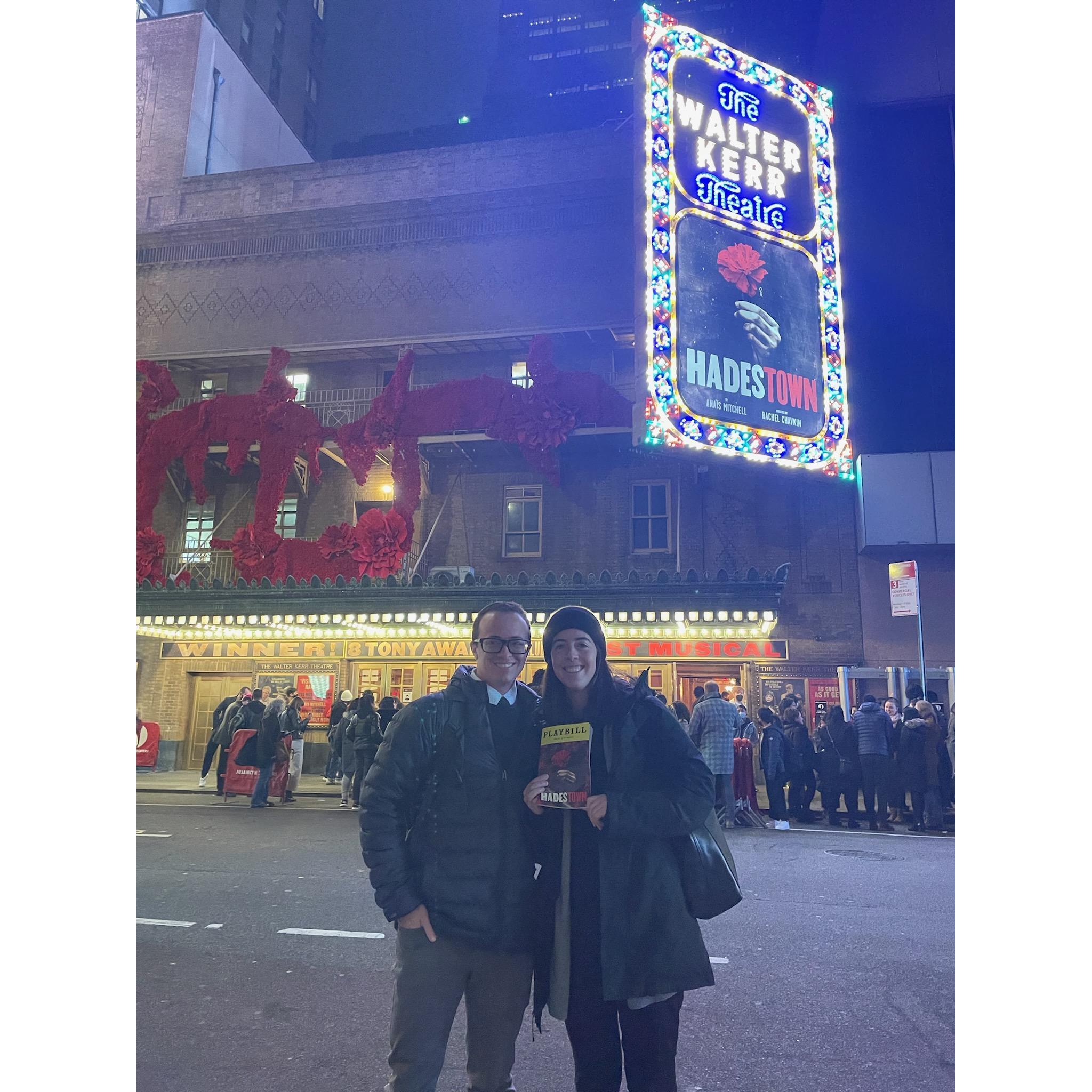 Our first Broadway show together: Hadestown!