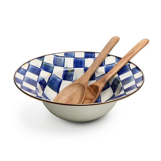 MACKENZIE-CHILDS Royal Check Enamel Salad Serving Set