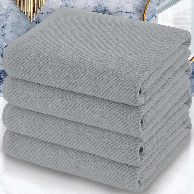 VOOVA & MOVAS Grey Bath Towels, Large 30" x 56" - 100% Cotton | Thick | Soft | Quick Dry, Bath Towels Set for Bathroom, Mothers Day Towels Gift, Gray | Grey