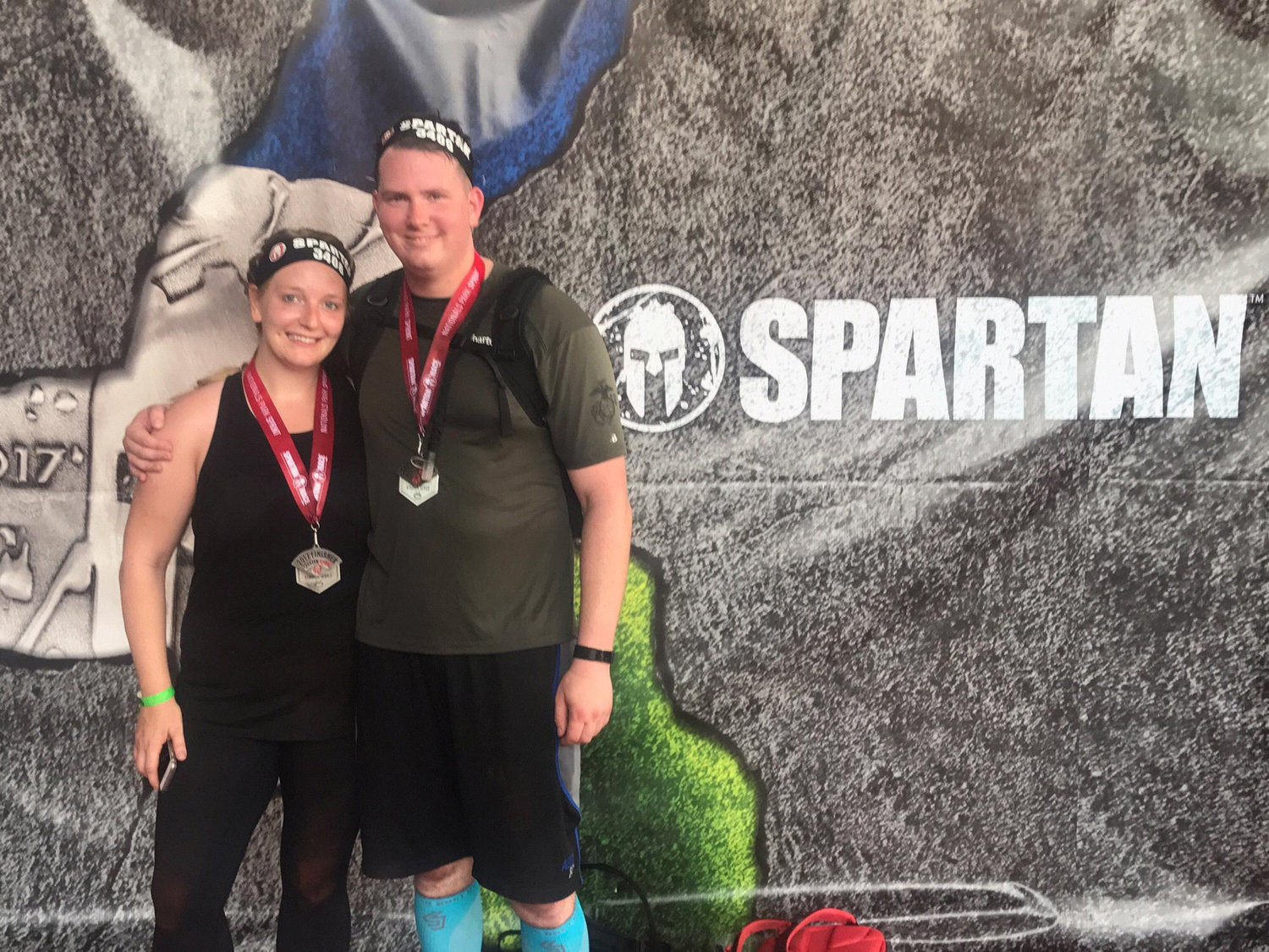 Our first Spartan race! Those that suffer together stay together🏃🏼‍♂️🏃🏼‍♀️