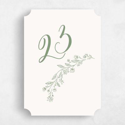 Green Ticket Wedding Table Number - Miette