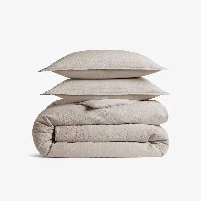 Full/Queen Honeycomb Cotton Duvet Cover & Sham Set Parchment - Parachute for Target