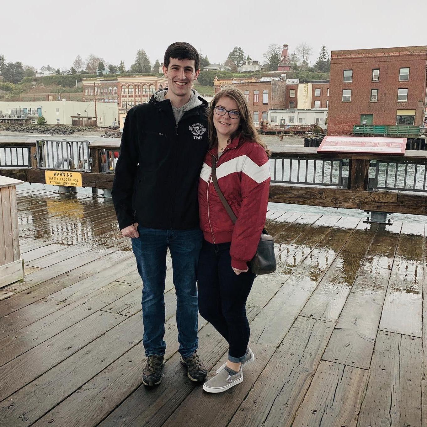 Us in 2018 standing in the spot we got engaged in 5 years later.