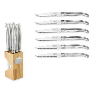 Dubost Laguiole 6-Piece Steak Knife Block Set, Stainless-Steel