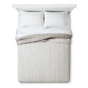 Gray Stitched Stripe Quilt (Full/Queen) - Threshold™
