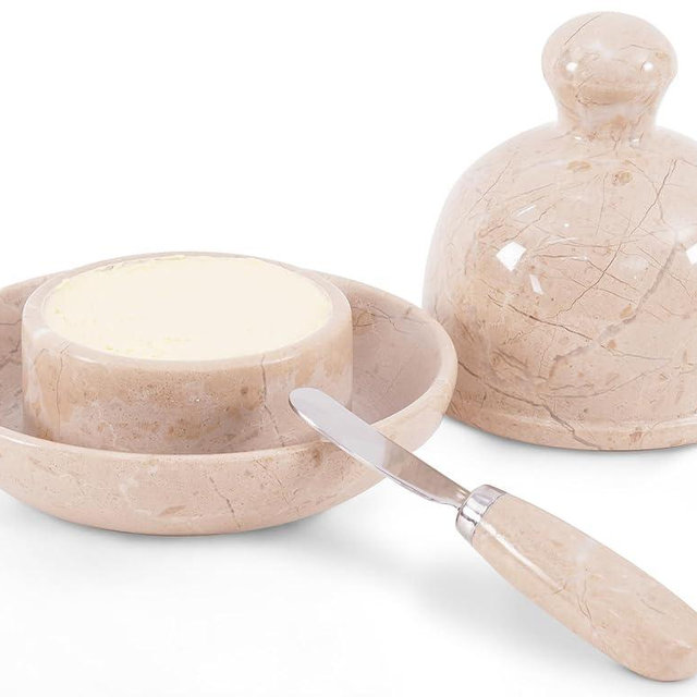 Radicaln Marble Butter Dish With Lid 6" Inches Verona Handmade Butter Spreader Kitchen Accessories & Farmhouse Kitchen Décor