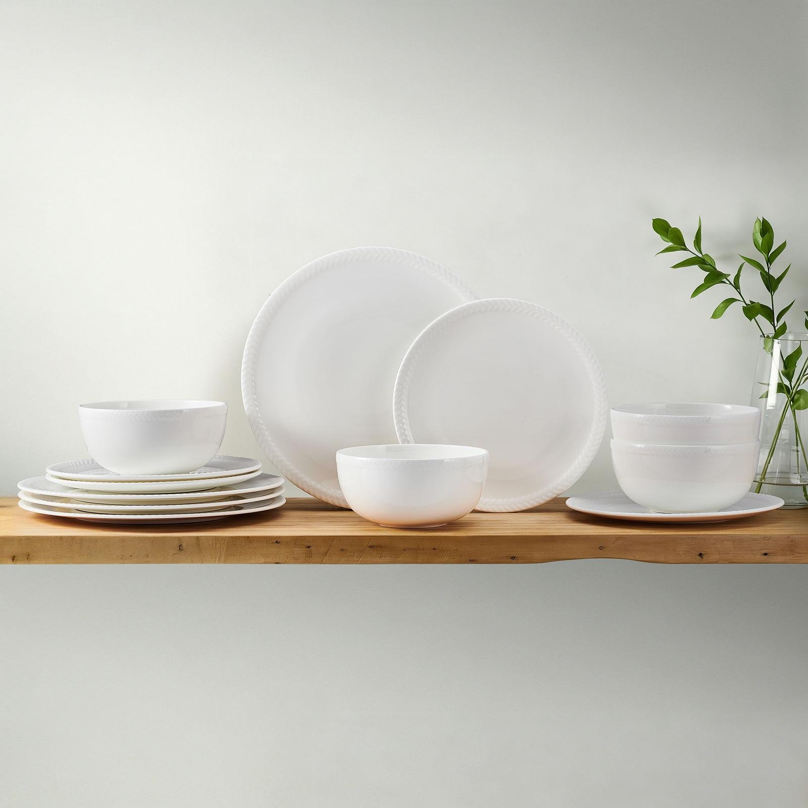 Mikasa, Embossed Rope 12-Piece Dinnerware Set, Service for 4 | Zola