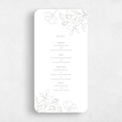 Grey Rounded Wedding Menu - Essenza Letterpress