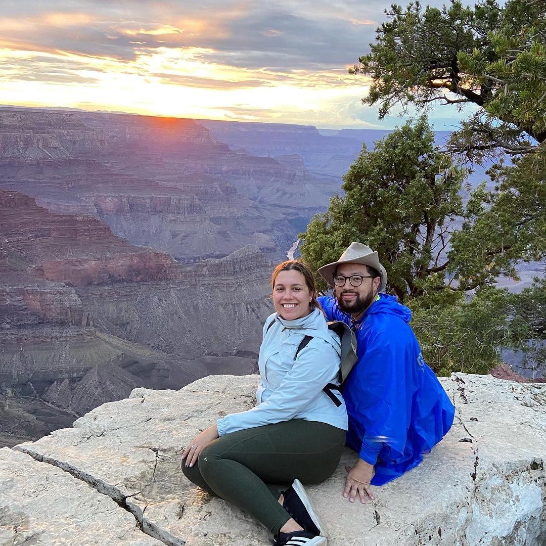 Watching the sunset over the Grand Canyon, one of the more memorable experiences we've shared.