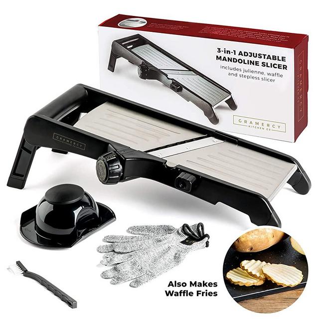Mandoline Food Slicer, Adjustable Stainless Steel with Waffle Fry Cutter Potato Chip Vegetable Onion