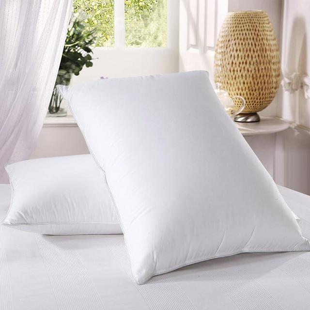 Royal Hotel Bedding Medium Firm Down Pillow, 500 Thread Count 100% Cotton, Standard Down Pillows, Standard/Queen Size, Medium Firm Pillows, Set of 2