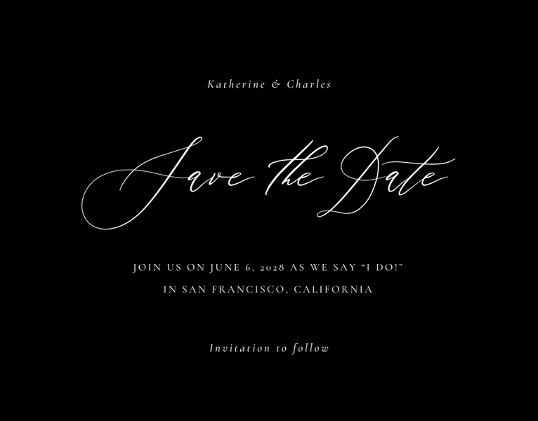 Violin Stroke | Black | Zola Save The Dates