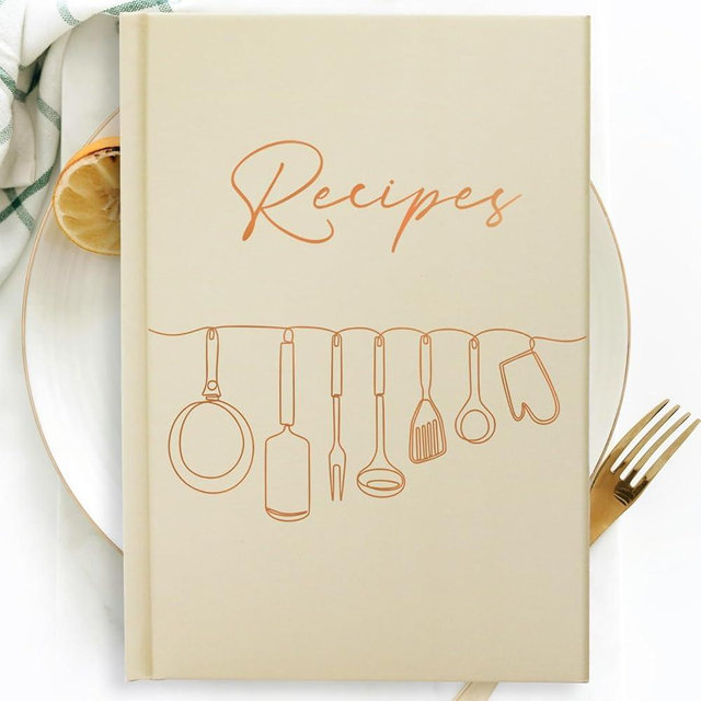 Perfect Blank Recipe Book with Waterproof Cover - 8.5''x6'', Holds 100 Recipes - The Recipe Notebook To Write In Your Own Recipes - Customizable Cookbook for Organizing Your Recipes (Oat)