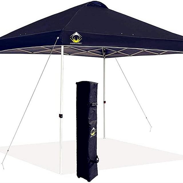 Crowns Shades 10x10 Pop up Canopy Outside Canopy, Patented One Push Tent Canopy with Wheeled Carry Bag, Bonus 8 Stakes and 4 Ropes, Black