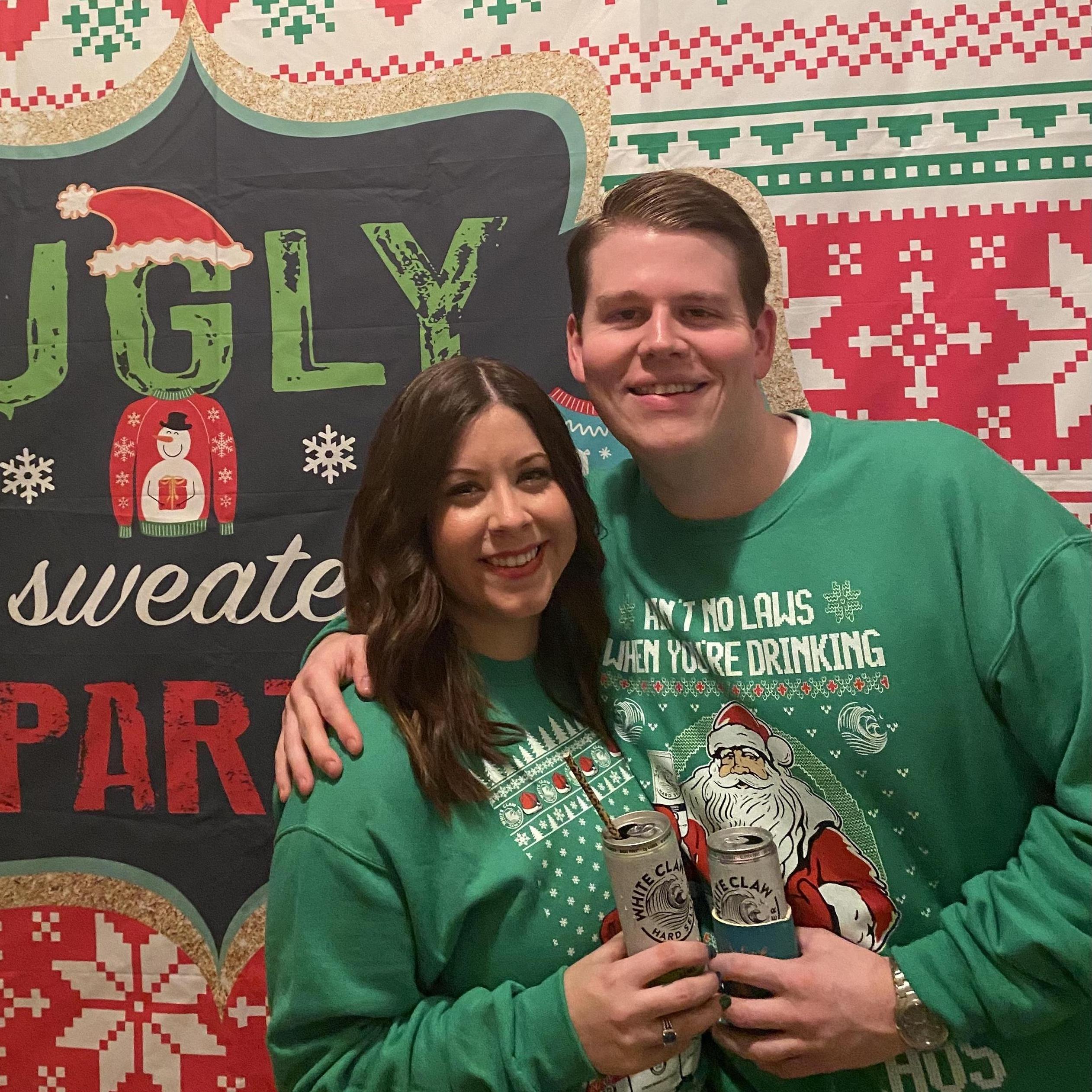Our first Ugly Sweater Christmas Party together.