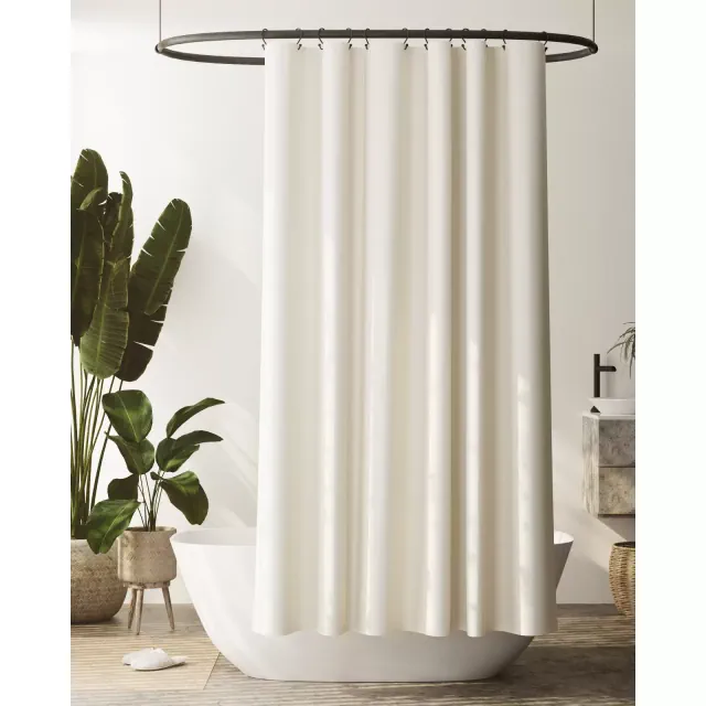 Waterproof Post Consumer Recycled Cotton Shower Liner Ivory - Zenna Home: Eco-Friendly, Buttonhole Top, Easy to Clean