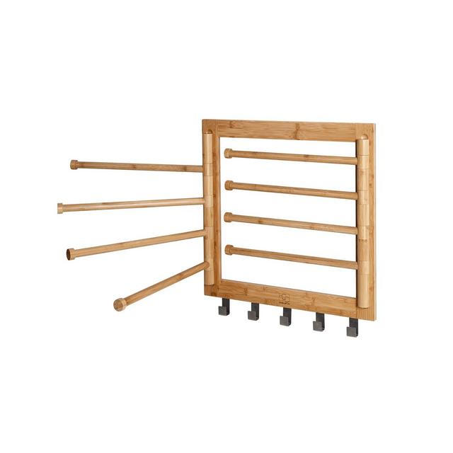 Honey Can Do Wall-Mounted Bamboo Swivel-Arm Clothes Drying Rack