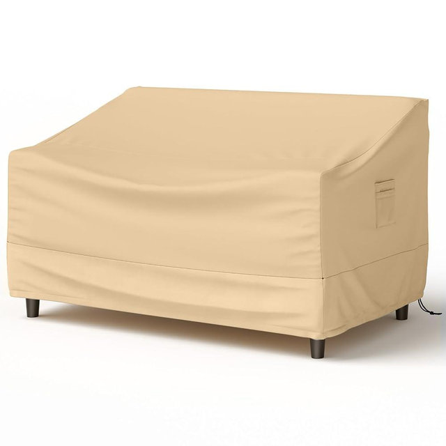 Tangkula Patio Loveseat Cover, 2-Seater Waterproof Outdoor Deep Sofa Cover with Padded Handle & Click-Close Straps, Patio Furniture Cover with Air Vent, Heavy Duty PU Couch Cover, 60"W x 43"H x 30"H