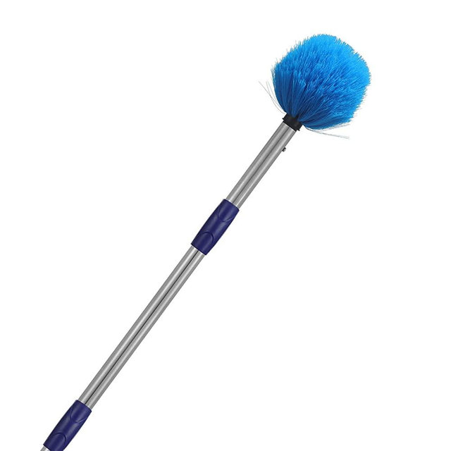 MIYA Cobweb Duster - High Reach Cobweb Duster with 6ft Lightweight Stainless Steel Pole - Cobweb Brush with Medium-Stiff Bristles for Outdoor and Indoor Cleaning
