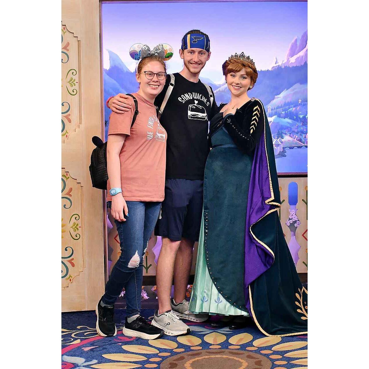 Meeting Anna on our second trip to Disney in EPCOT, June 2025