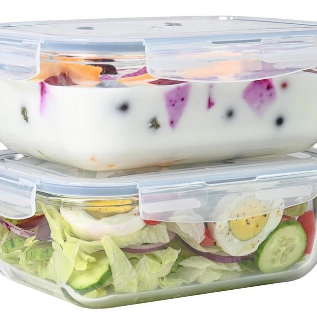 4pc Set of 8 Cup Large Glass Storage Containers with Lids. Airtight, 63 Oz Food Storage Containers With lids, Like Glass Tupperware sets with lids Kitchen Storage Containers, Glass Container for Lunch
