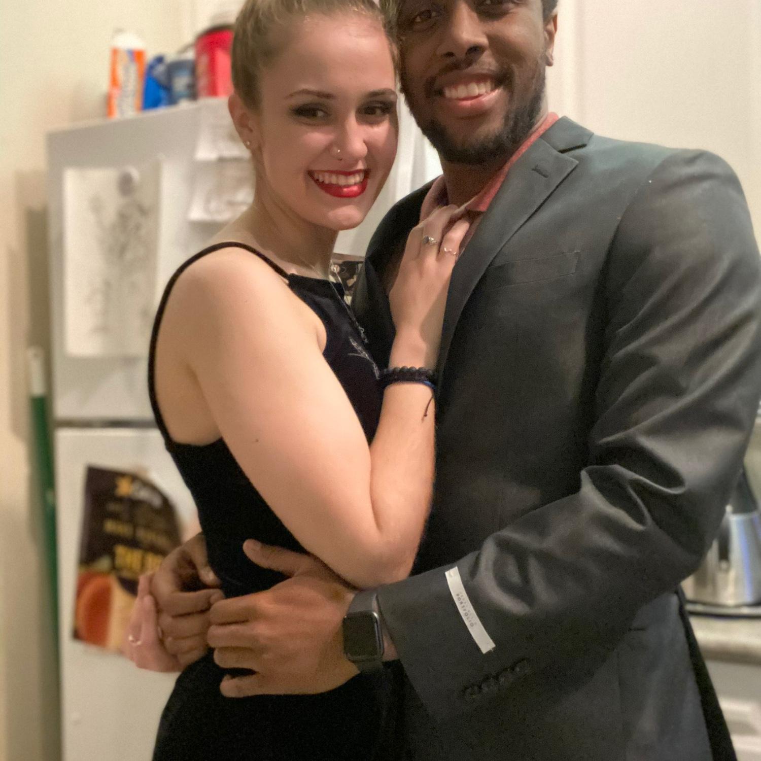 Our first “quarantine” date- dressing up with nowhere to go! (March 2020).