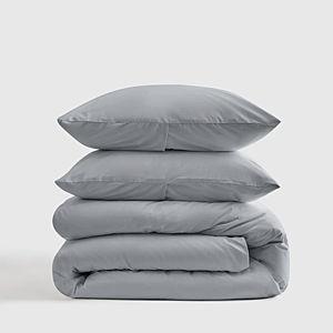 Classic Organic Percale Duvet Cover Set (Light Blue)