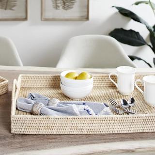 2-Piece Rectangular Rattan Tray Set