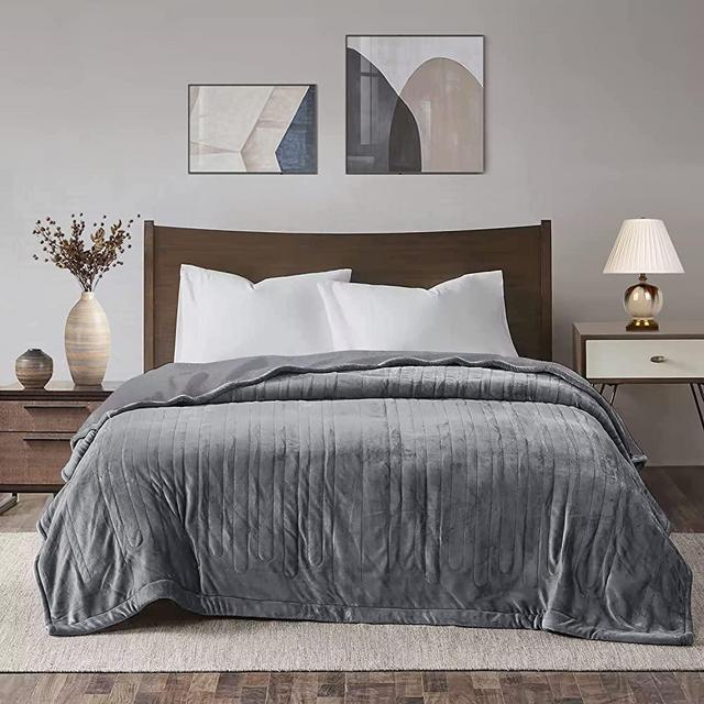 Sunvivi Heated Blanket King Size, Heating Electric Throw Blanket Dual Control, 5 Years Warranty, 10 Heat Settings, 12 Hours Auto Off, Machine Washable, ETL Certified, Overheating Protection, Grey