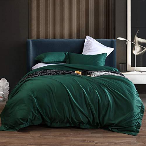 L LOVSOUL Duvet Cover Queen,3 Piece Bedding Sets 100% Egyptian Cotton 1200 Thread Count Comforter Cover and 2 Pillow Cases,Green-90x90Inches