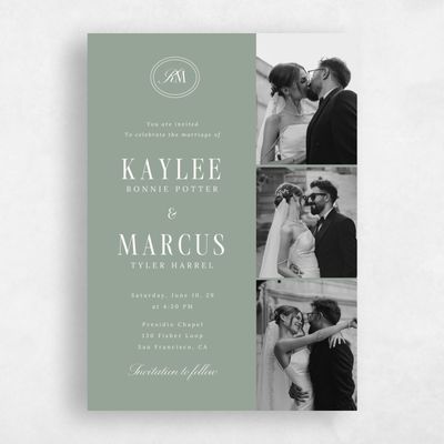 Sage, Green Wedding Invitation - Mahogany Multiphoto