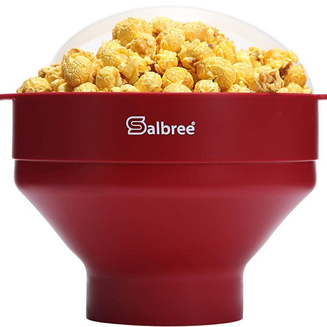 Original Salbree Microwave Popcorn Popper, Silicone Popcorn Maker, Collapsible Bowl BPA Free - 20+ Colors Available (Ruby Red)
