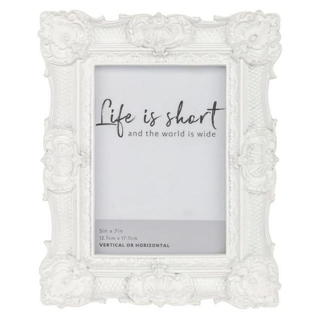 5X7 White Ornate Resin Tabletop Photo Frame