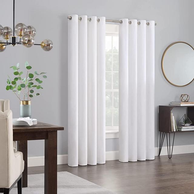 ECLIPSE Aurelia Velvet Room Darkening Grommet Noise Reduction Window Curtains (2 Panels), 52 in x 84 in, White