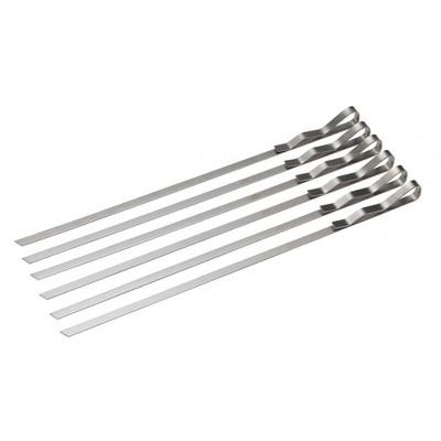 Bull Outdoor Products Bull Signature 3/8 Inch Wide Stainless Steel Grill Cooking Skewers (6 Pack)