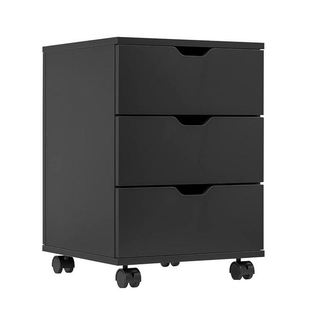 Farini Mobile File Cabinet for Home Office, 3 Drawer Chest Wood, Drawers Unit for Under Desk, Storage Drawers Cabinet Black